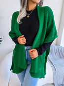 Horizontal Ribbing Open Front Slit Cardigan - SELFTRITSS