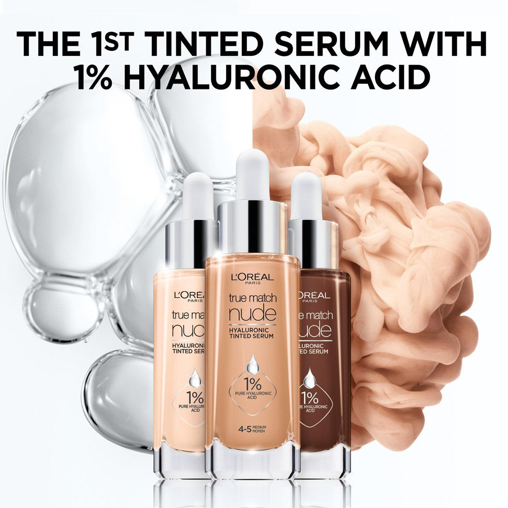 True Match Hyaluronic Tinted Serum Foundation Makeup, 1-2.5 Rosy Light, 1 Fl Oz