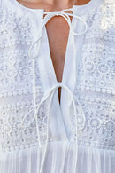 Lace Detail Tie Neck Mini Dress - SELFTRITSS
