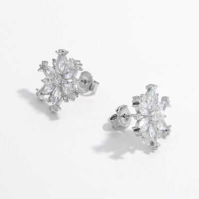 925 Sterling Silver Zircon Snowflake Earrings - SELFTRITSS