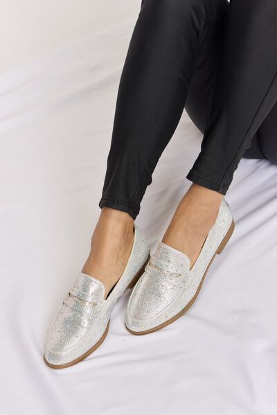 Forever Link Rhinestone Point Toe Loafers - SELFTRITSS