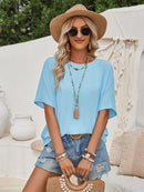 Cutout Tied Round Neck T-Shirt - SELFTRITSS