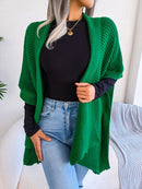 Horizontal Ribbing Open Front Slit Cardigan - SELFTRITSS