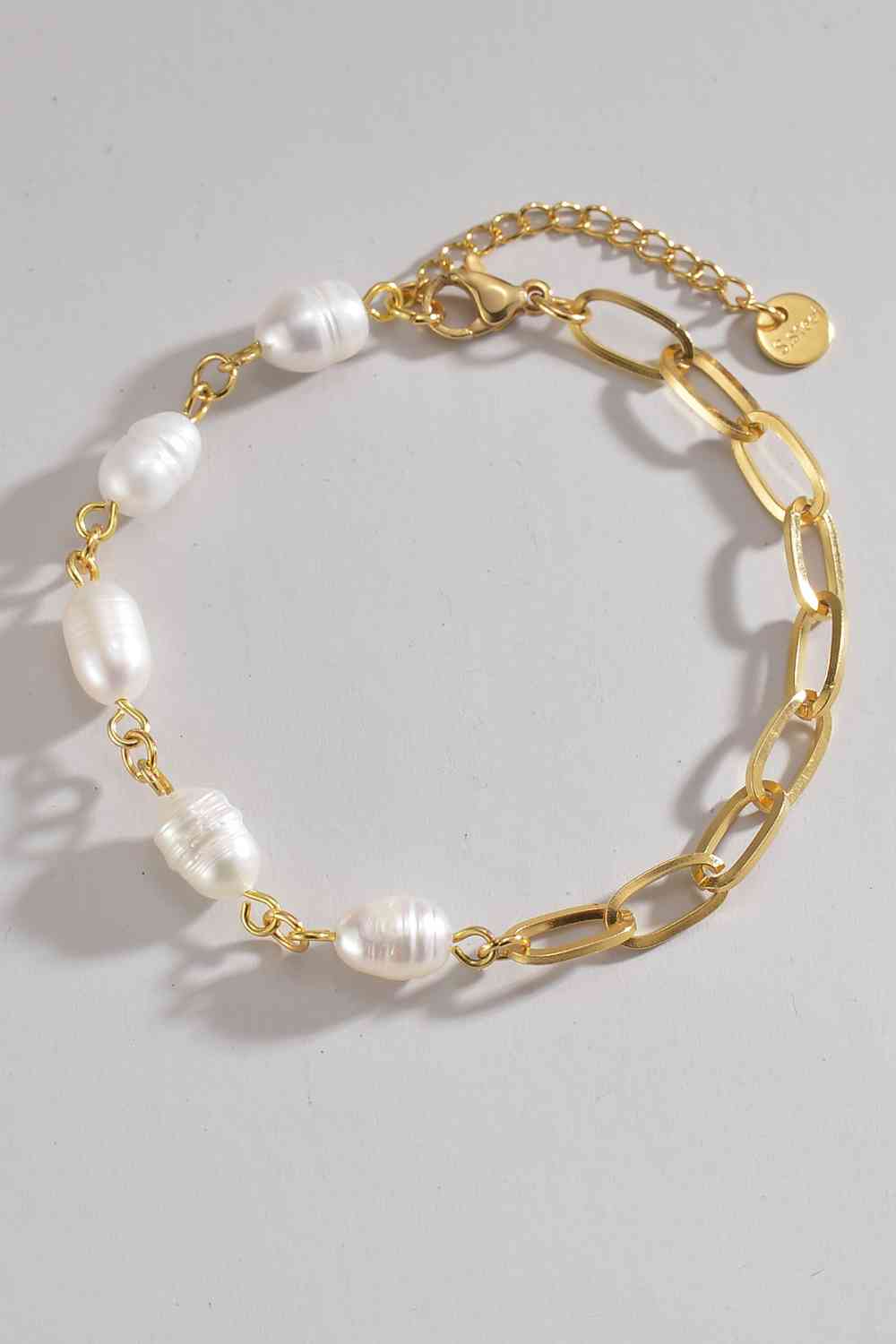 Half Pearl Half Chain Stainless Steel Bracelet - SELFTRITSS