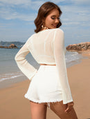 Openwork Long Sleeve Cover-Up - SELFTRITSS   