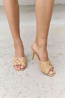 Forever Link Square Toe Quilted Mule Heels in Nude - SELFTRITSS