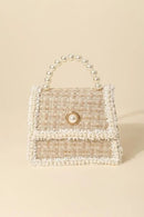 Fame Pearly Trim Woven Handbag - SELFTRITSS