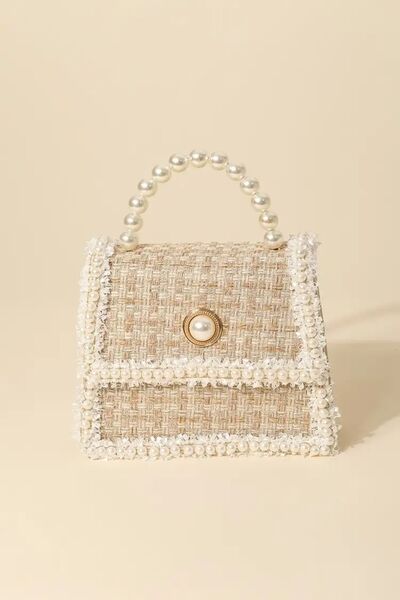 Fame Pearly Trim Woven Handbag - SELFTRITSS
