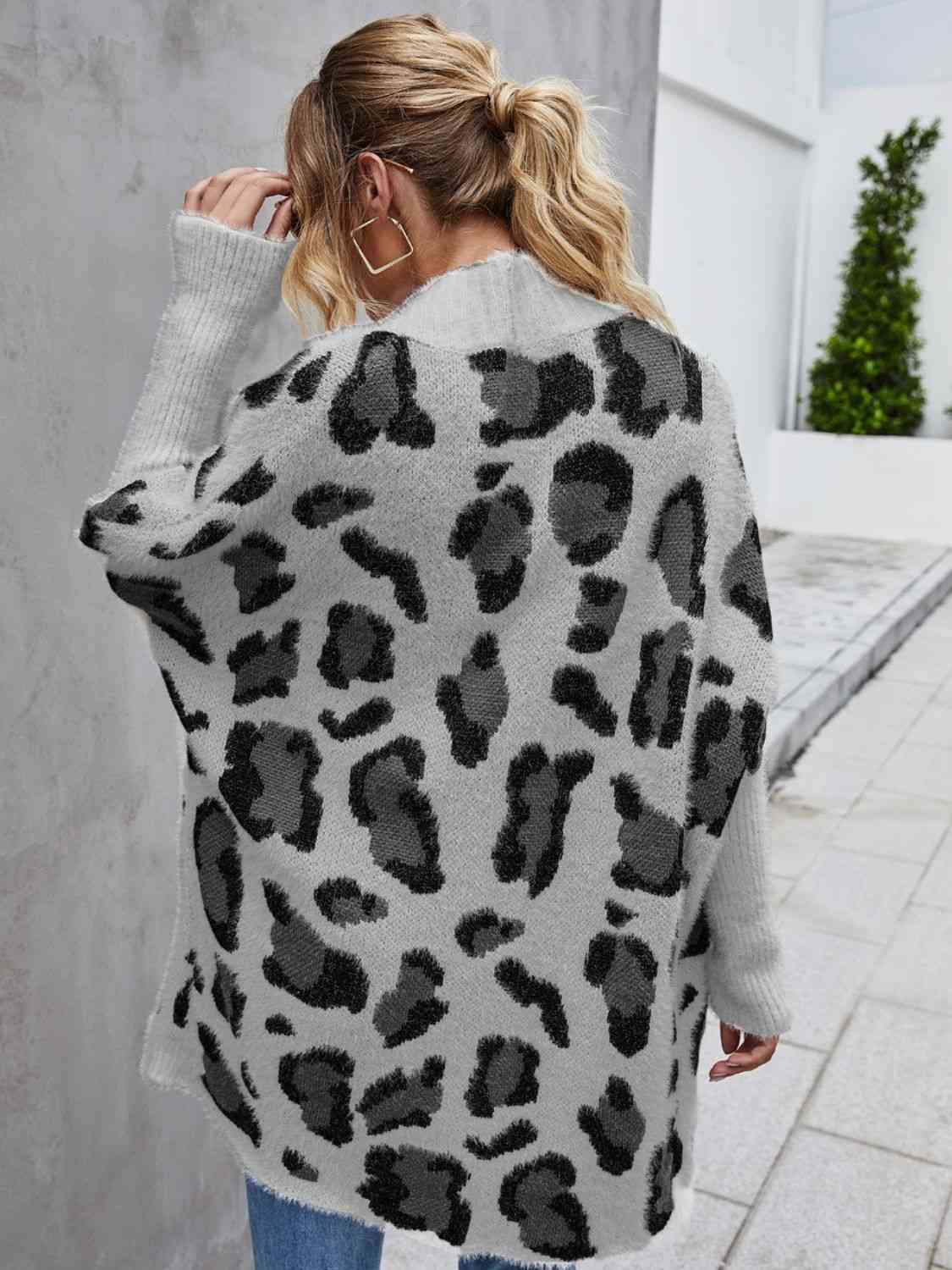 Leopard Pattern Fuzzy Cardigan - SELFTRITSS