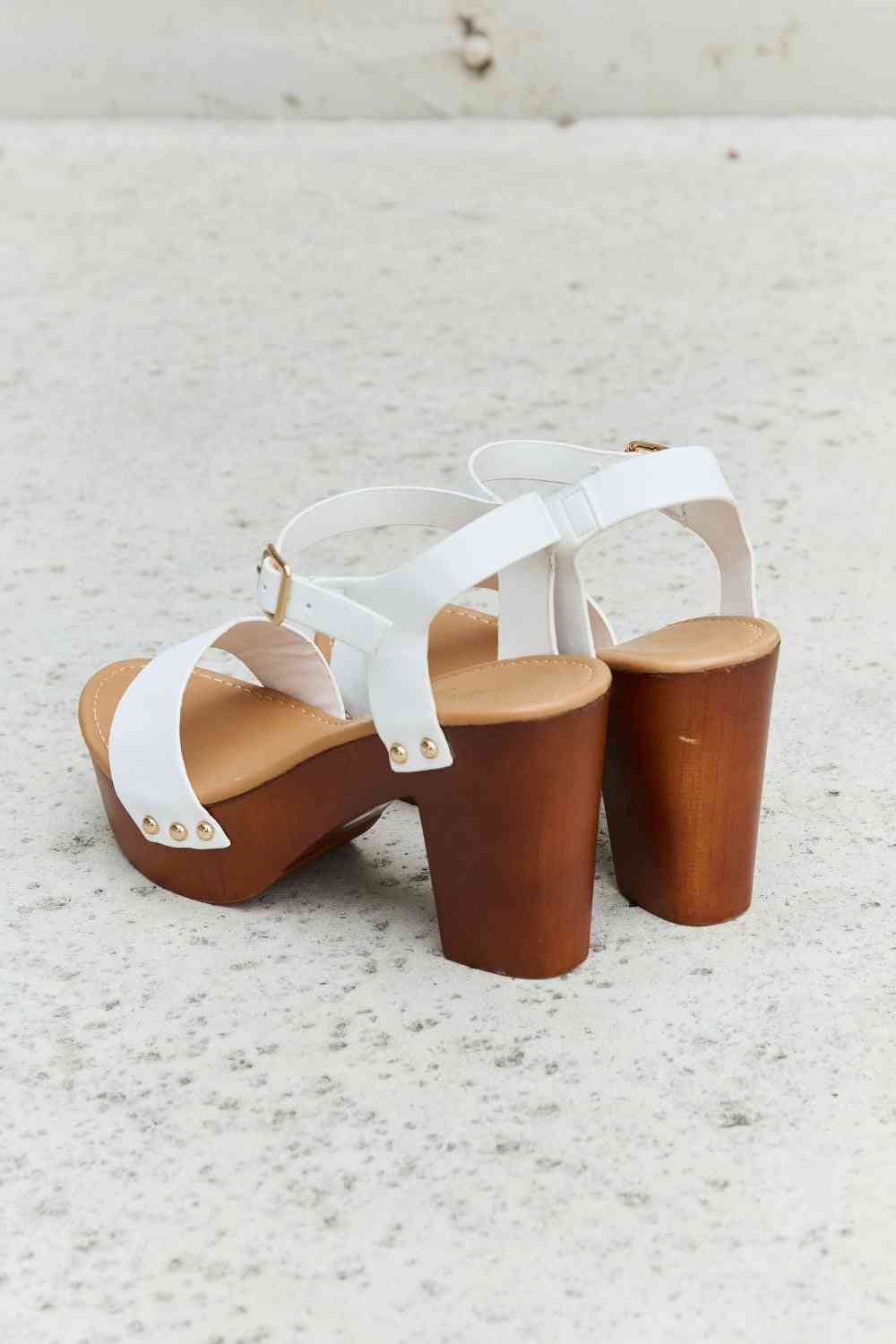 DDK Time After Time Wooden Platform Strap Heels - SELFTRITSS