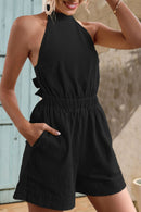 Halter Neck Tie Back Romper - SELFTRITSS   