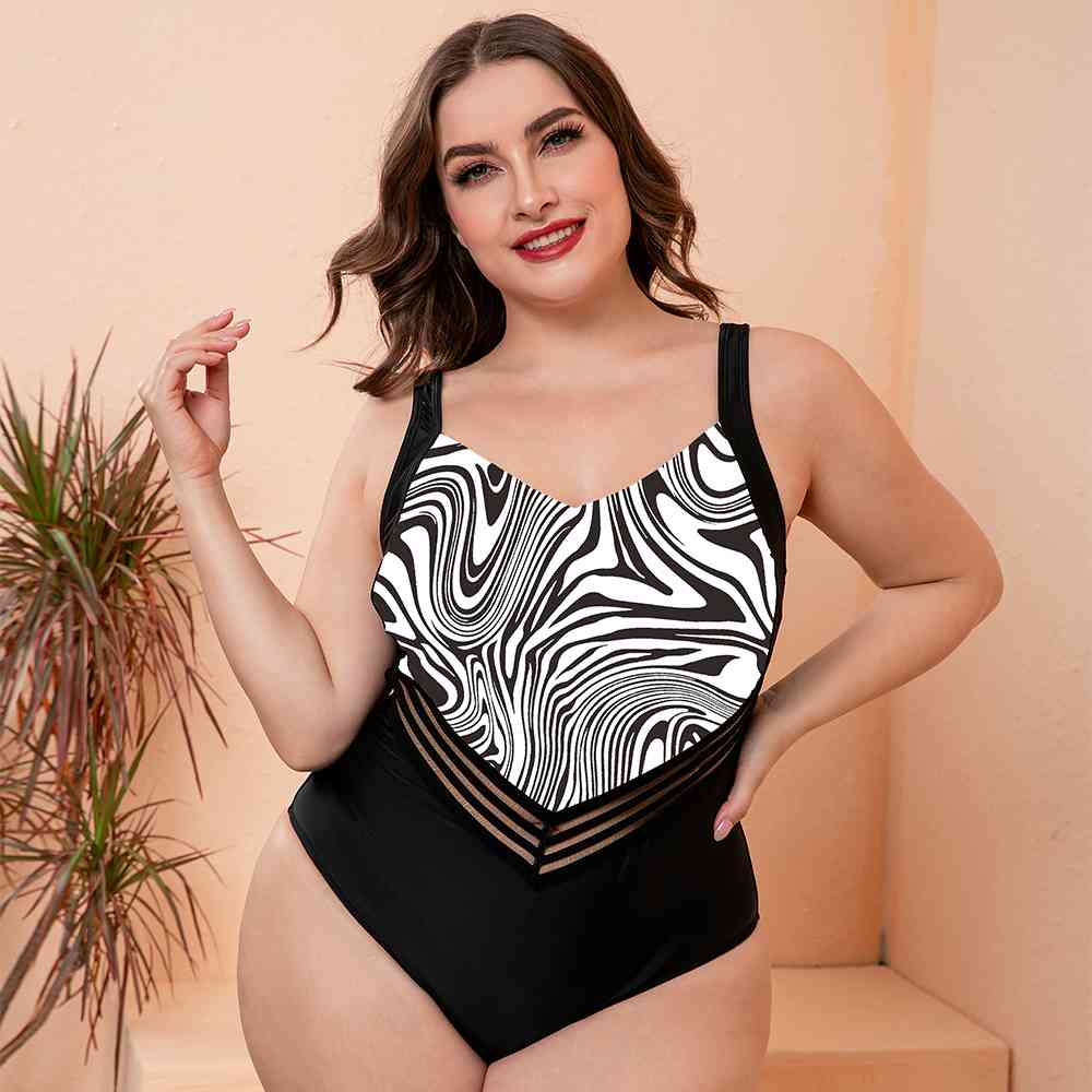 Full Size Printed Sleeveless One-Piece Swimsuit - SELFTRITSS